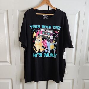 Bluey Cartoon Womens Black Graphic Tee Size 2X This Was The 80's Man Casual NWT